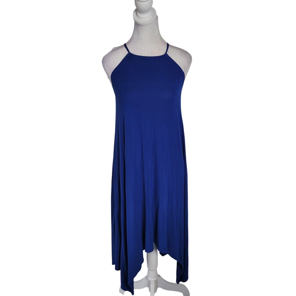 Bar III Size S High Low Sleeveless Shift Dress Royal Blue Handkerchief Hem